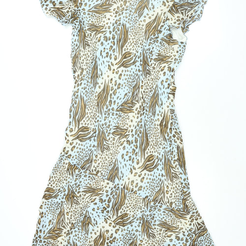 Milano Womens Multicoloured Animal Print Viscose Shift Size 16 V-Neck Pullover