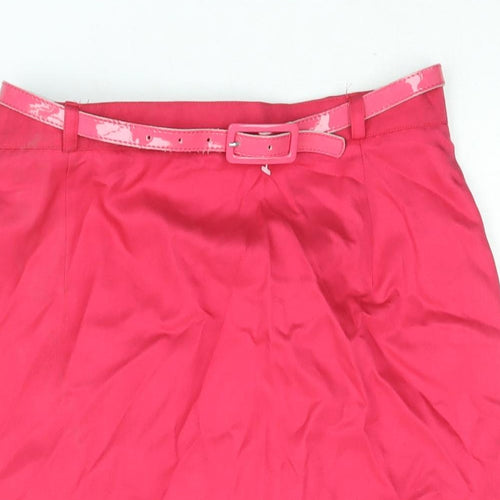 Taifun Womens Pink Silk Straight & Pencil Skirt Size 12 Zip - Belted