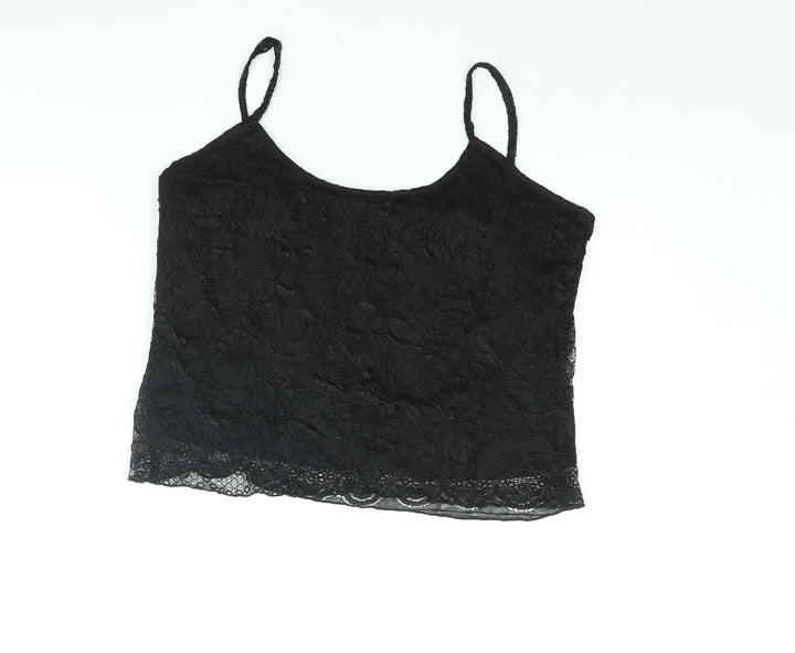 Berkertex Womens Black Polyester Camisole Blouse Size 16 Scoop Neck