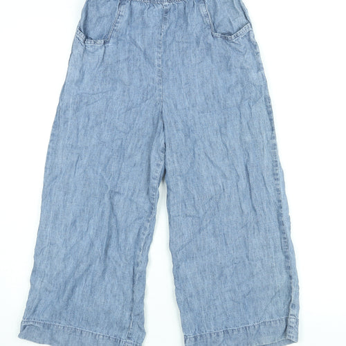 NEXT Girls Blue Lyocell Wide-Leg Jeans Size 11 Years L21 in Regular Pullover