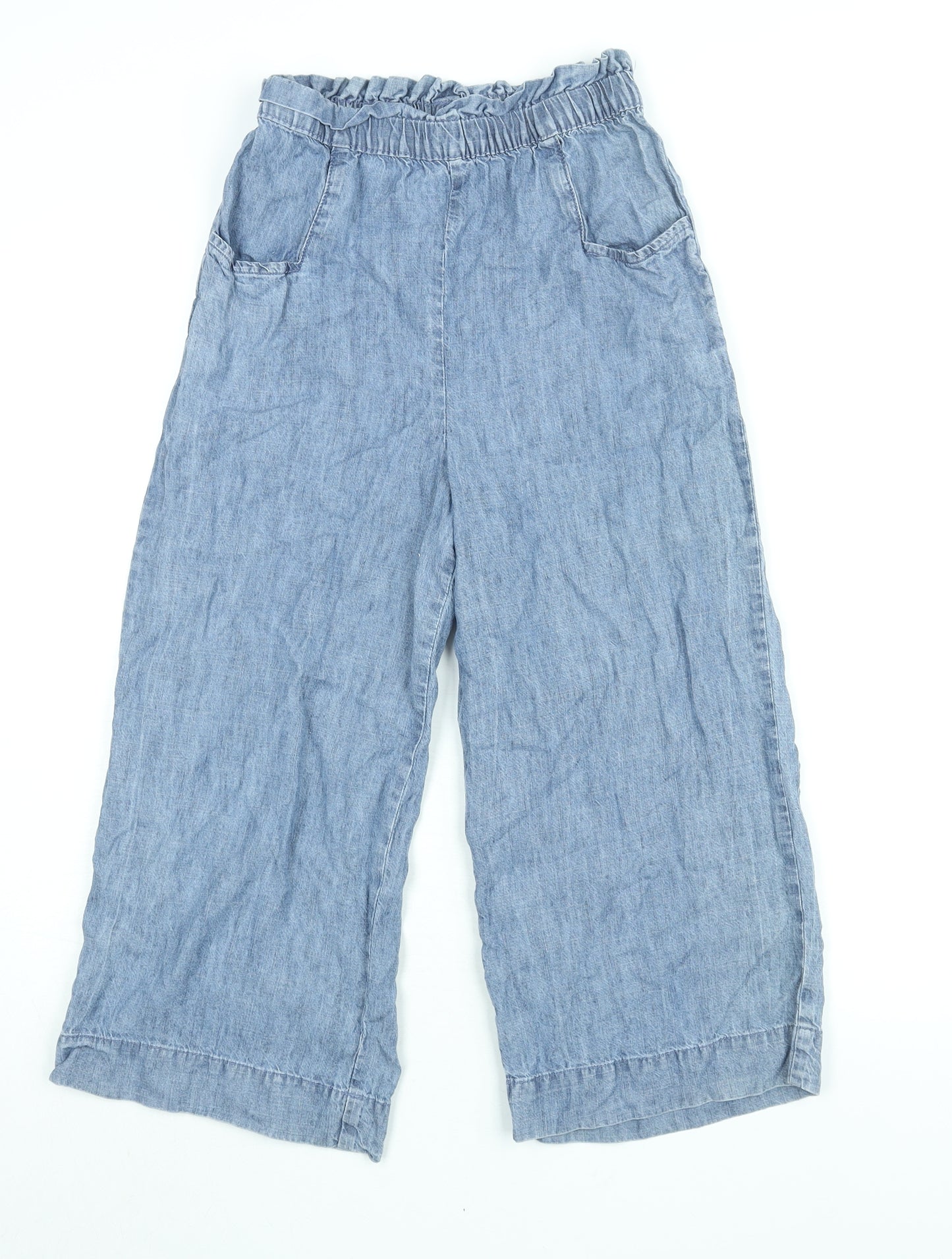 NEXT Girls Blue Lyocell Wide-Leg Jeans Size 11 Years L21 in Regular Pullover