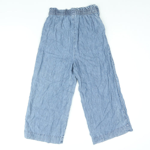 NEXT Girls Blue Lyocell Wide-Leg Jeans Size 11 Years L21 in Regular Pullover