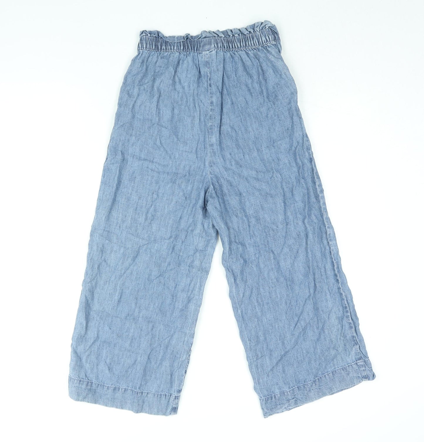 NEXT Girls Blue Lyocell Wide-Leg Jeans Size 11 Years L21 in Regular Pullover