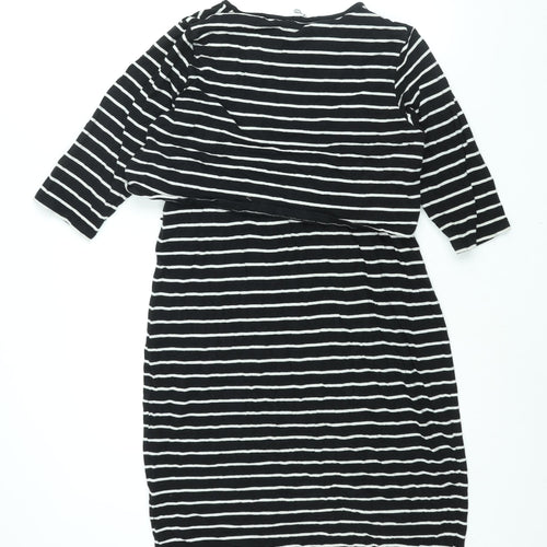 Blooming Marvellous Womens Black Cotton Shift Size 18 Round Neck Pullover - Tie Detail
