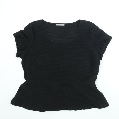 Marks and Spencer Womens Black Polyester Basic Blouse Size 18 Round Neck - Textured