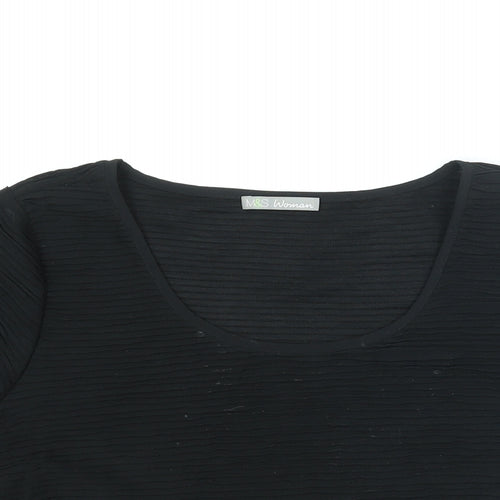 Marks and Spencer Womens Black Polyester Basic Blouse Size 18 Round Neck - Textured