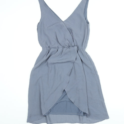 H&M Womens Blue Polyester A-Line Size 6 V-Neck Pullover