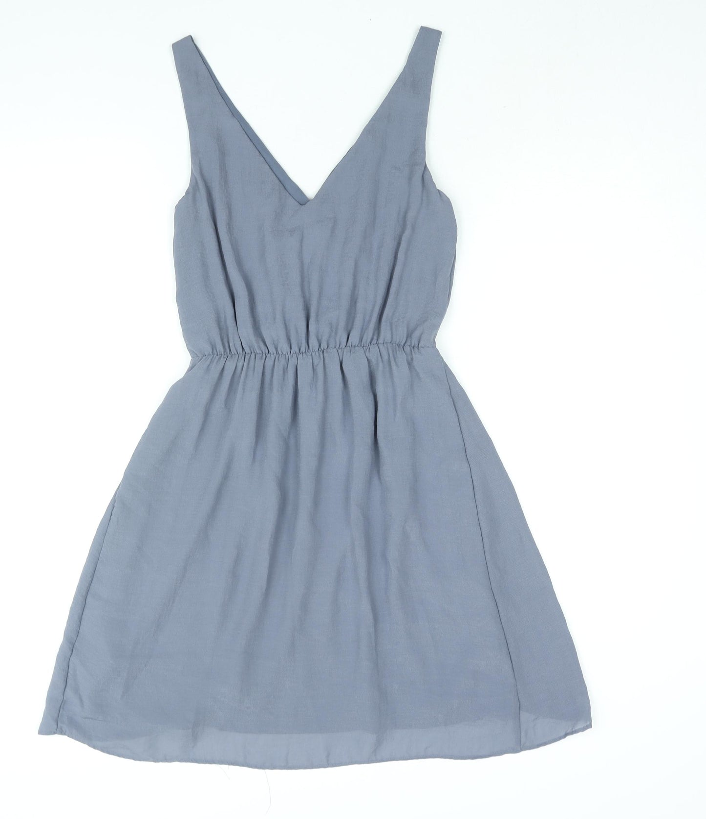 H&M Womens Blue Polyester A-Line Size 6 V-Neck Pullover