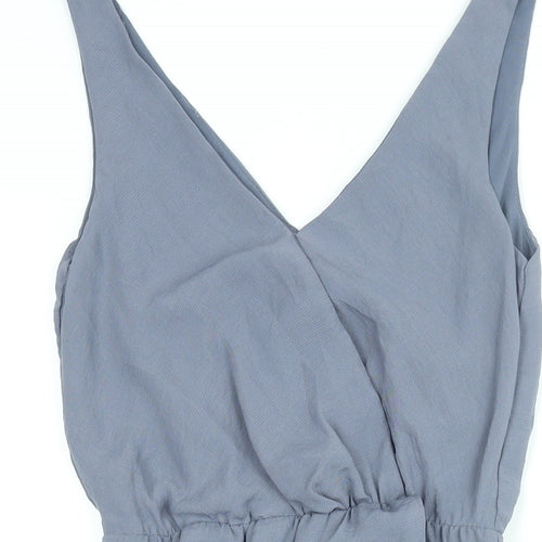 H&M Womens Blue Polyester A-Line Size 6 V-Neck Pullover