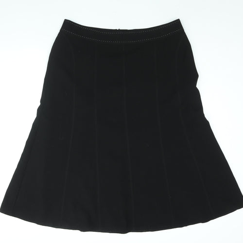 EWM Womens Black Polyester A-Line Skirt Size 18 Zip