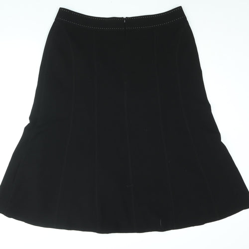 EWM Womens Black Polyester A-Line Skirt Size 18 Zip