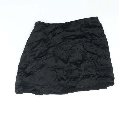 Zara Womens Black Viscose Skort Skirt Size S Zip - Button Detail