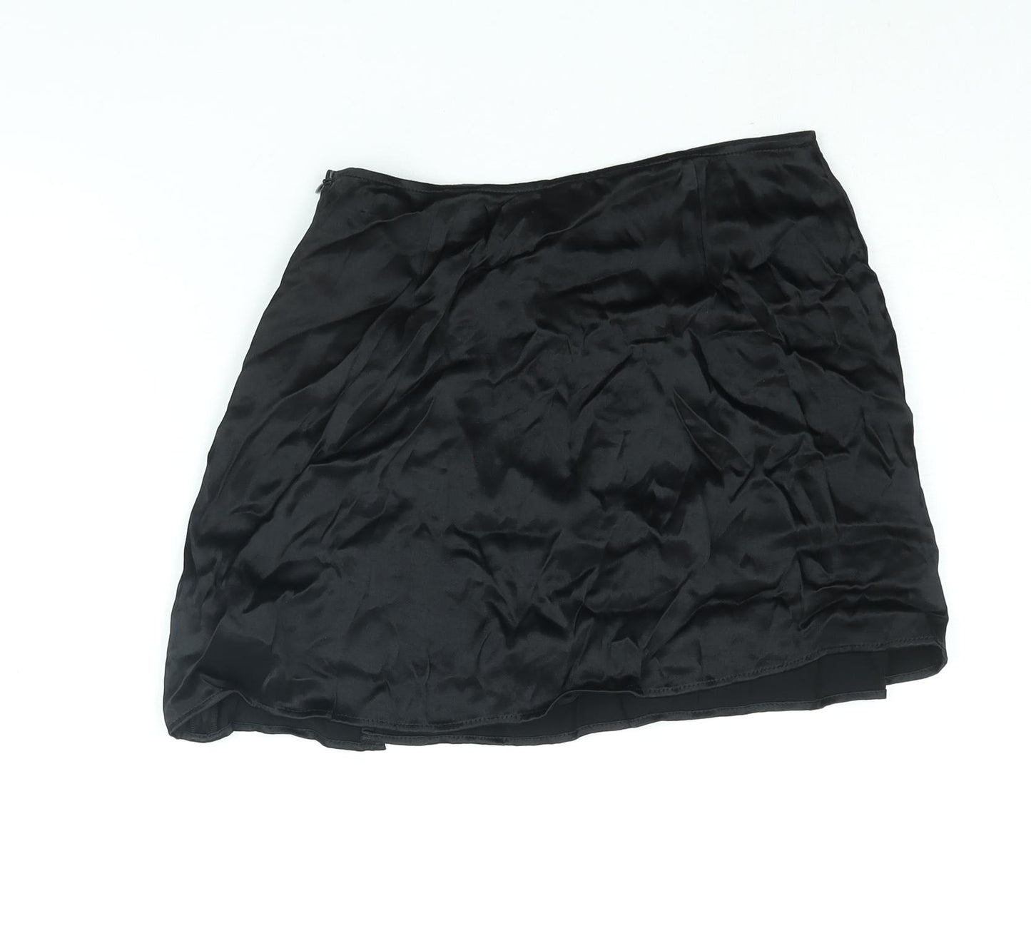 Zara Womens Black Viscose Skort Skirt Size S Zip - Button Detail