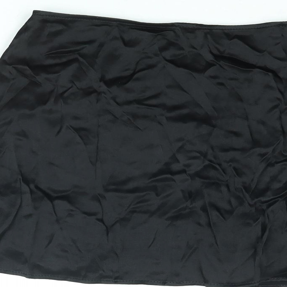 Zara Womens Black Viscose Skort Skirt Size S Zip - Button Detail