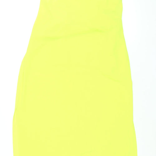 Warehouse Womens Yellow Polyester Maxi Size 14 Scoop Neck Pullover - Side Slits