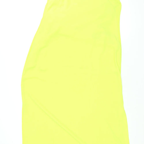 Warehouse Womens Yellow Polyester Maxi Size 14 Scoop Neck Pullover - Side Slits