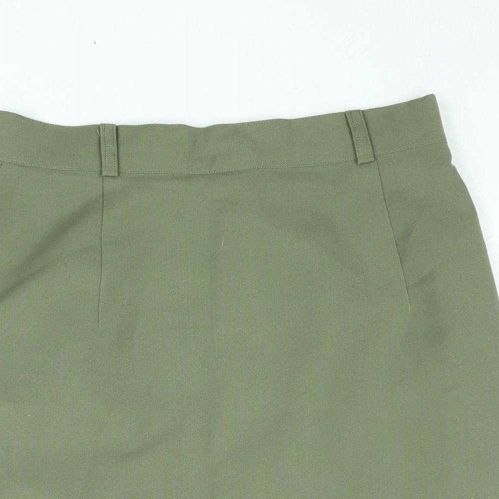 C&A Womens Green Polyester Straight & Pencil Skirt Size 12 Zip