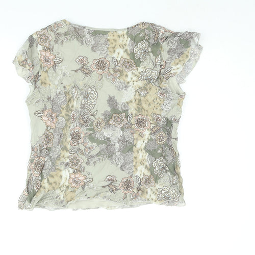 Autonomy Womens Beige Geometric Polyester Basic Blouse Size 16 V-Neck