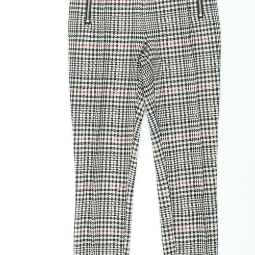 NEXT Womens Multicoloured Check Polyester Trousers Size 6 L27 in Regular - Zip