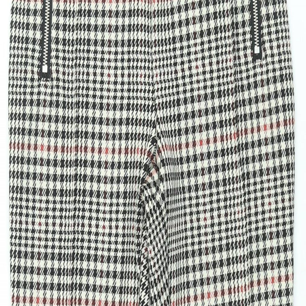 NEXT Womens Multicoloured Check Polyester Trousers Size 6 L27 in Regular - Zip