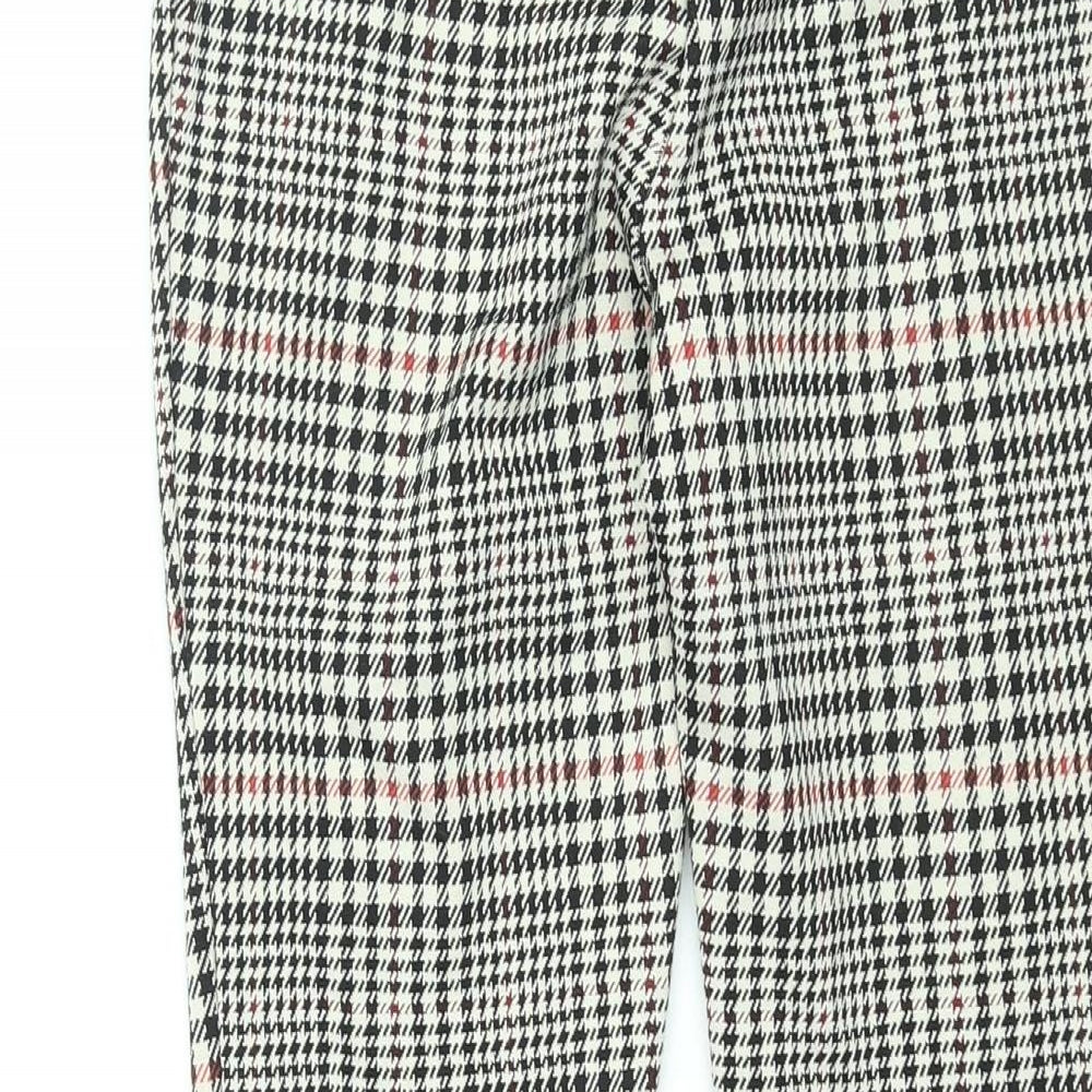 NEXT Womens Multicoloured Check Polyester Trousers Size 6 L27 in Regular - Zip