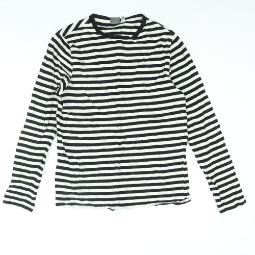 ASOS Mens Black Striped Cotton T-Shirt Size M Round Neck