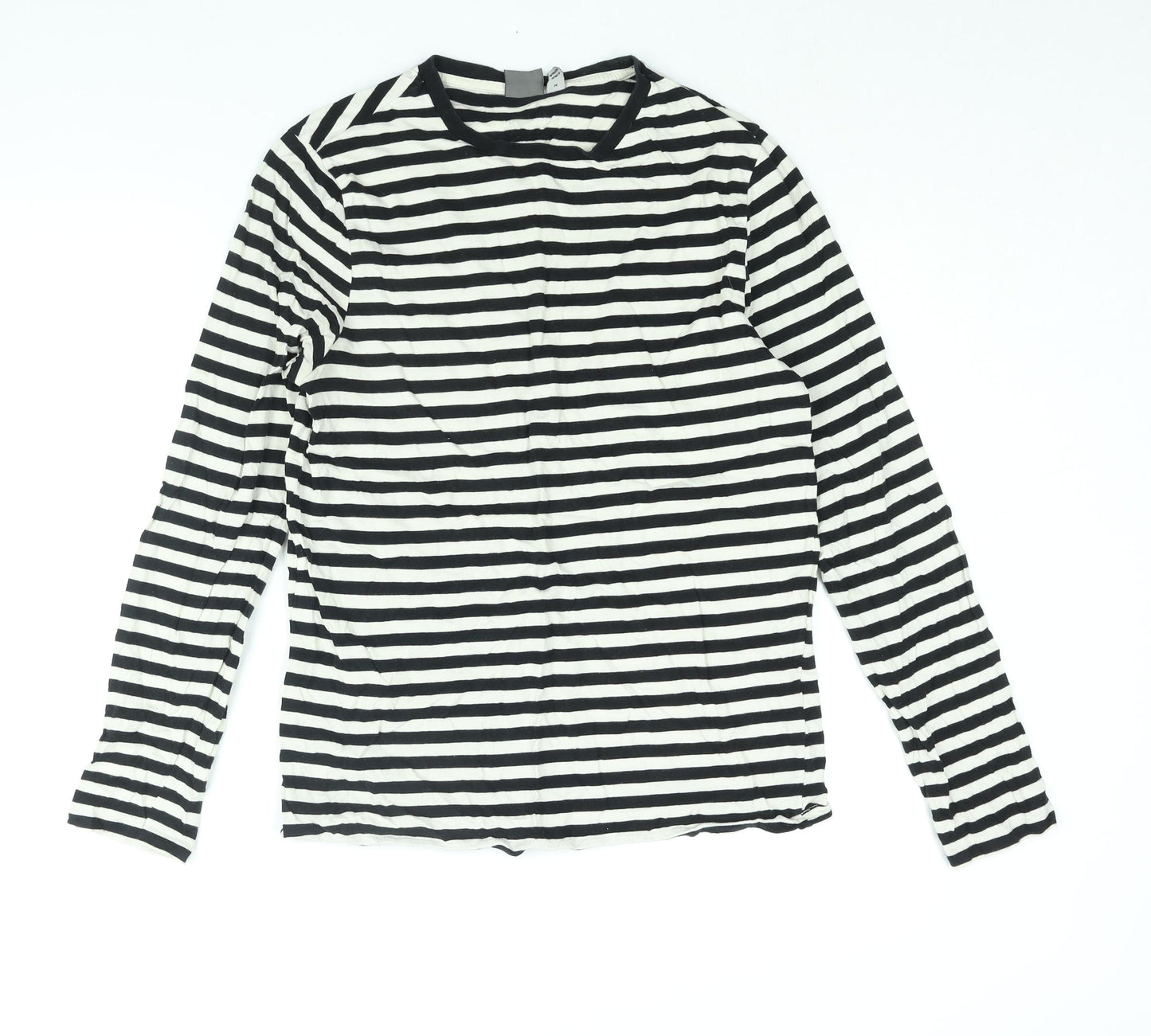 ASOS Mens Black Striped Cotton T-Shirt Size M Round Neck