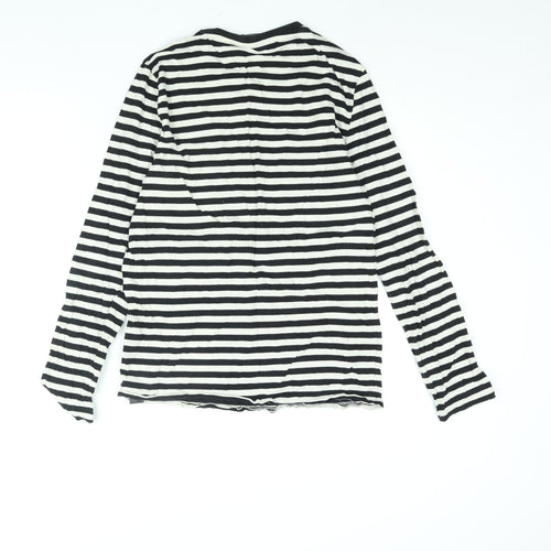 ASOS Mens Black Striped Cotton T-Shirt Size M Round Neck