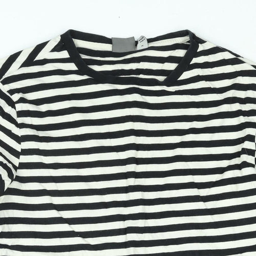 ASOS Mens Black Striped Cotton T-Shirt Size M Round Neck