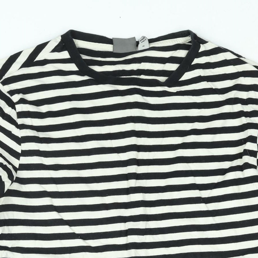ASOS Mens Black Striped Cotton T-Shirt Size M Round Neck