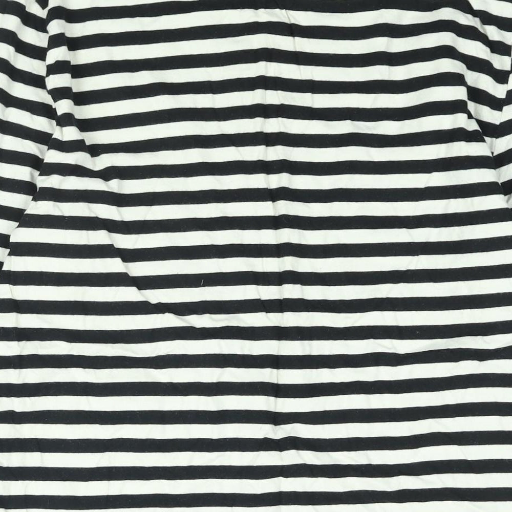 ASOS Mens Black Striped Cotton T-Shirt Size M Round Neck