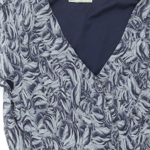 Dorothy Perkins Womens Black Geometric Polyester A-Line Size 16 V-Neck Pullover - Floral Print