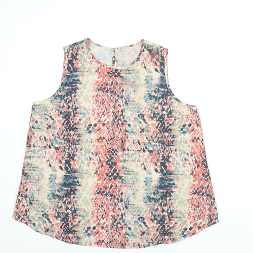 Avon Womens Multicoloured Geometric Polyester Camisole Blouse Size 18 Round Neck - Size 18-20