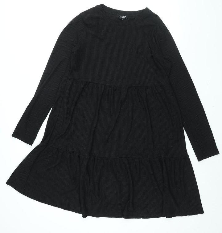 New Look Maternity Womens Black Polyester A-Line Size 18 Round Neck Pullover - Smocked