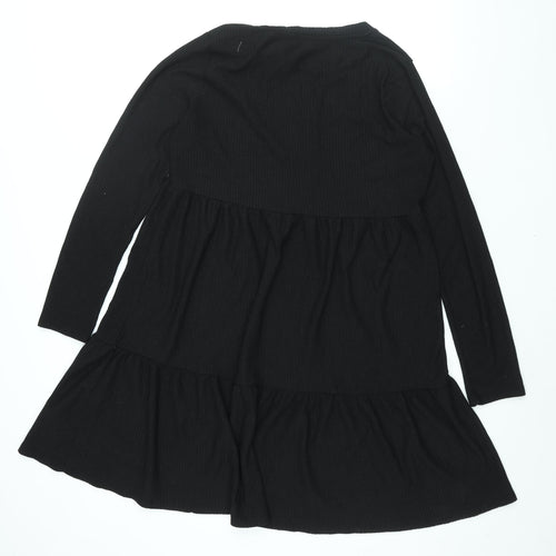 New Look Maternity Womens Black Polyester A-Line Size 18 Round Neck Pullover - Smocked
