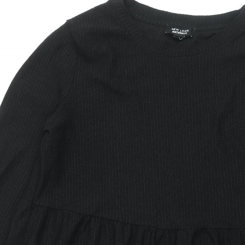 New Look Maternity Womens Black Polyester A-Line Size 18 Round Neck Pullover - Smocked