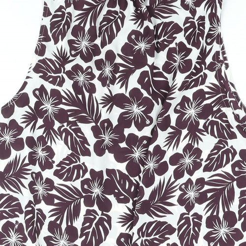Marks and Spencer Womens Purple Floral Polyester Basic Blouse Size 10 Mock Neck