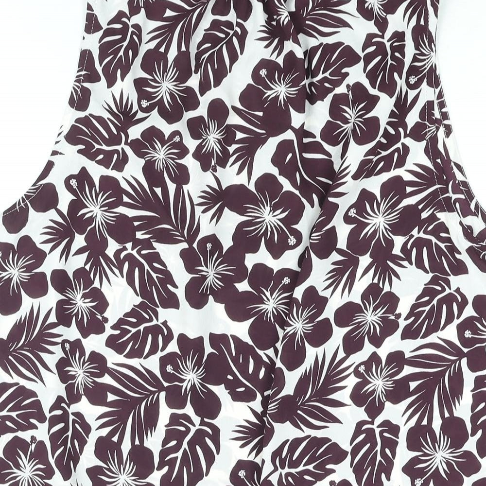 Marks and Spencer Womens Purple Floral Polyester Basic Blouse Size 10 Mock Neck
