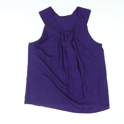Marks and Spencer Womens Purple Polyester Camisole Blouse Size 14 Round Neck - Waterfall