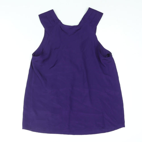 Marks and Spencer Womens Purple Polyester Camisole Blouse Size 14 Round Neck - Waterfall