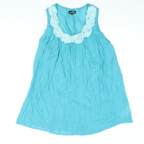 Cellbes Womens Blue Polyester Mini Size 14 Scoop Neck Pullover - Size 14-16 Rhinestone Neckline