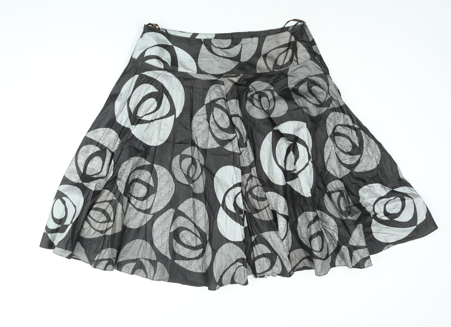 Femme Womens Black Geometric Polyester Flare Skirt Size 18 Zip