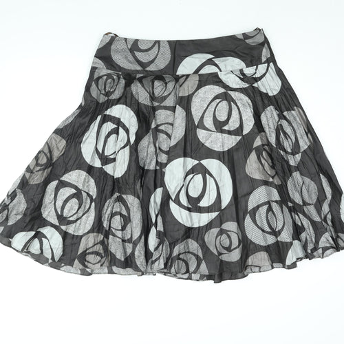 Femme Womens Black Geometric Polyester Flare Skirt Size 18 Zip