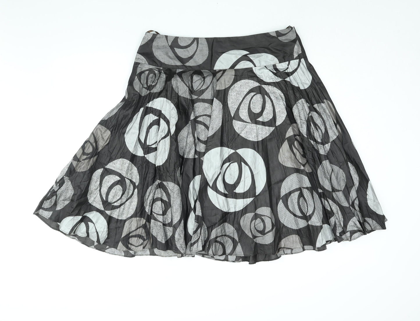 Femme Womens Black Geometric Polyester Flare Skirt Size 18 Zip