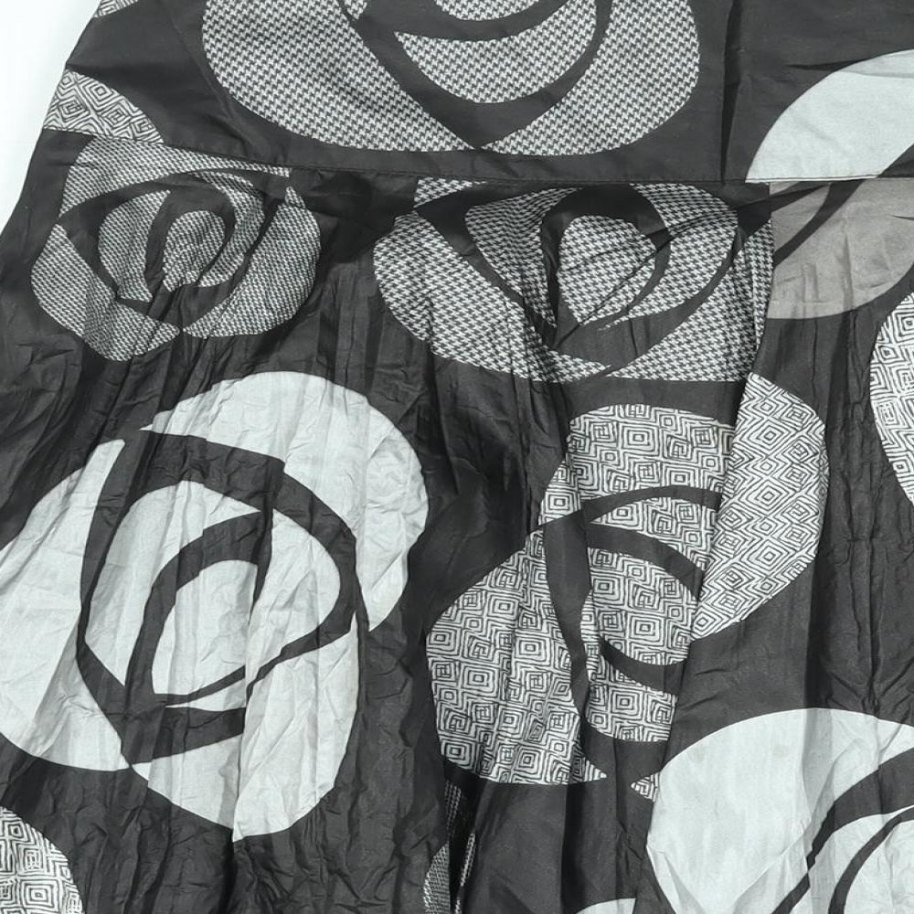 Femme Womens Black Geometric Polyester Flare Skirt Size 18 Zip