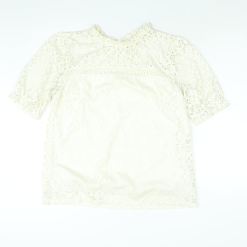 Faith & Joy Womens Ivory Polyester Basic Blouse Size XL Mock Neck