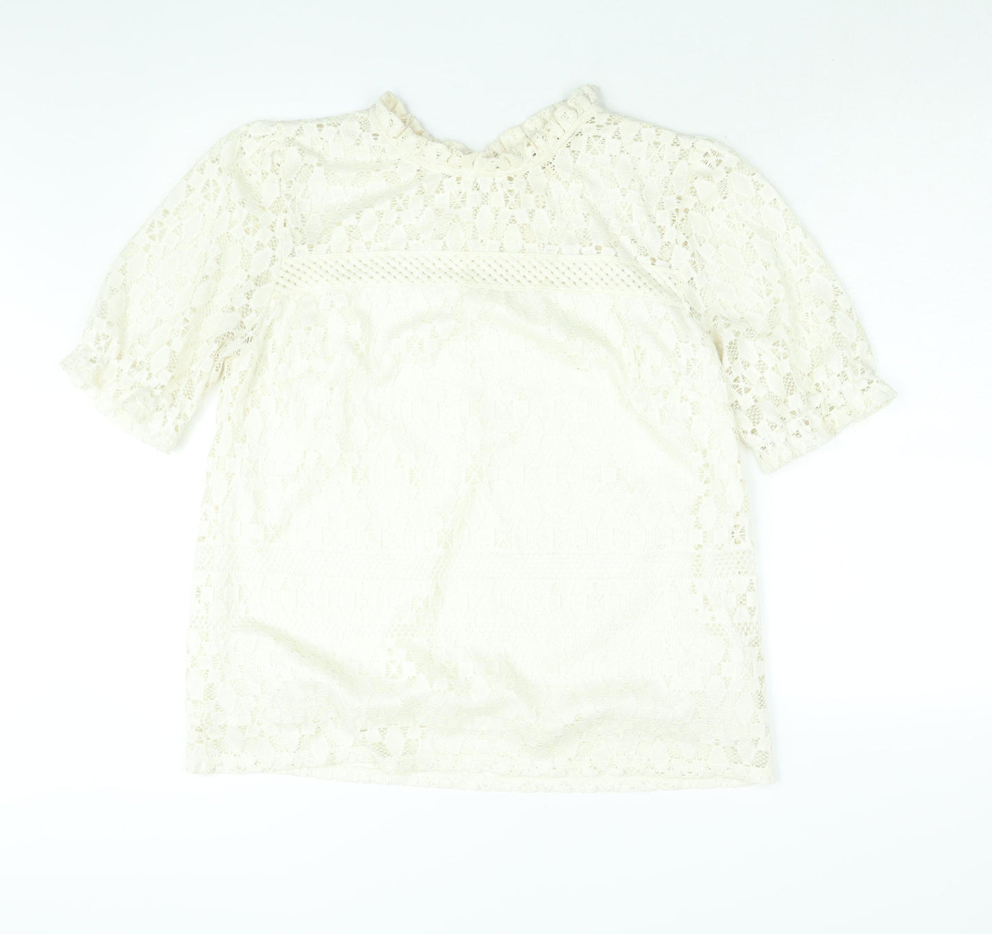 Faith & Joy Womens Ivory Polyester Basic Blouse Size XL Mock Neck