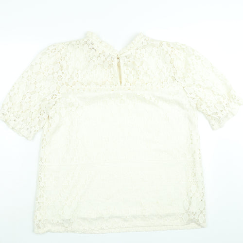 Faith & Joy Womens Ivory Polyester Basic Blouse Size XL Mock Neck