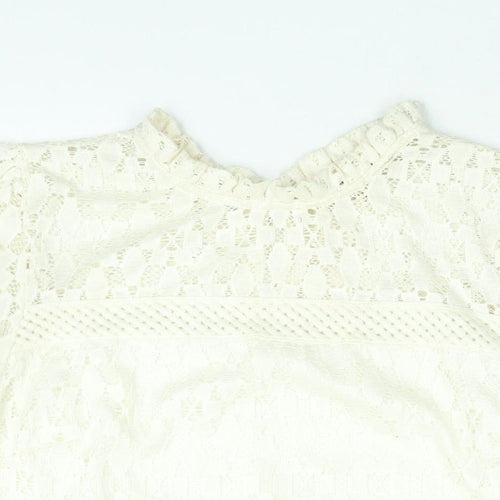 Faith & Joy Womens Ivory Polyester Basic Blouse Size XL Mock Neck