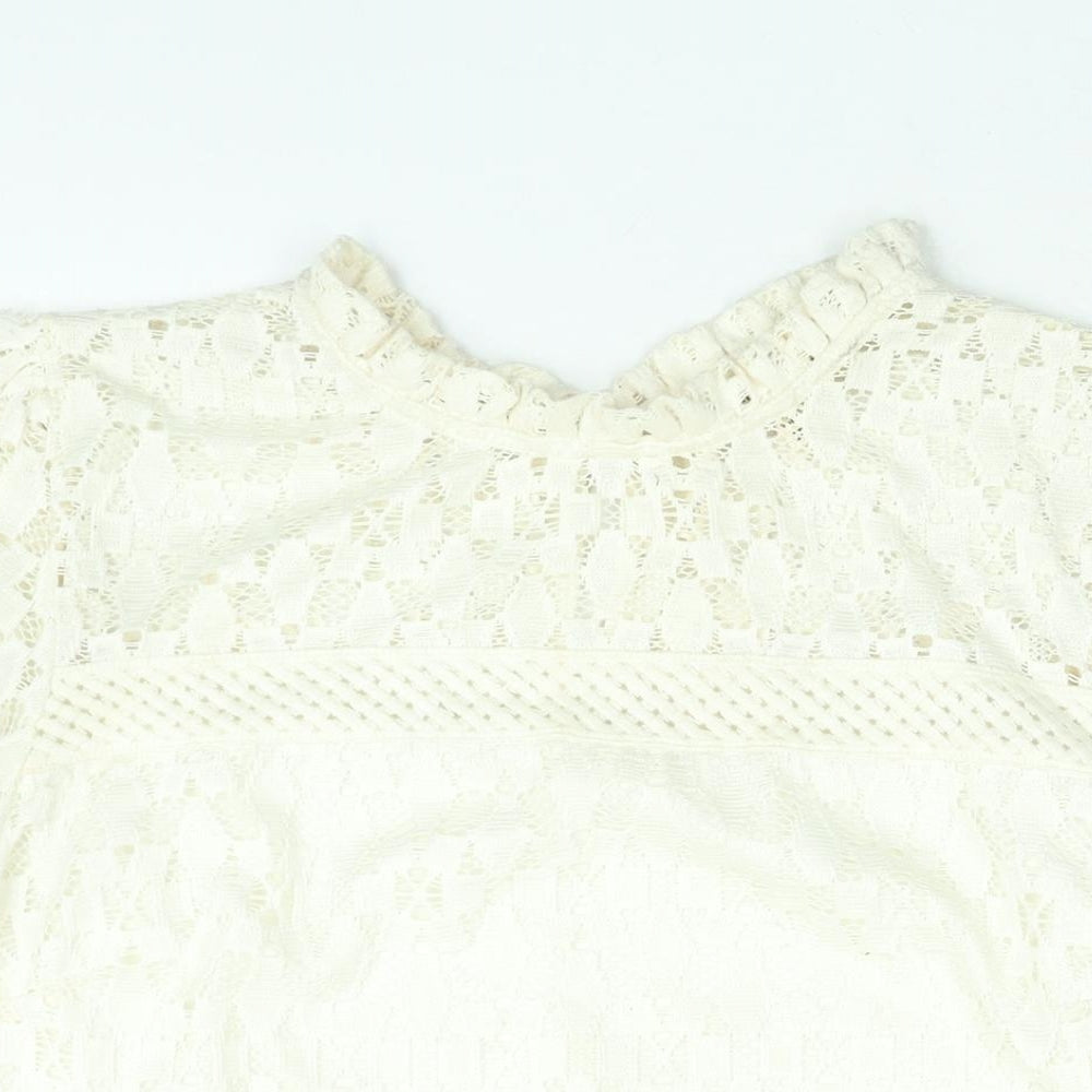 Faith & Joy Womens Ivory Polyester Basic Blouse Size XL Mock Neck